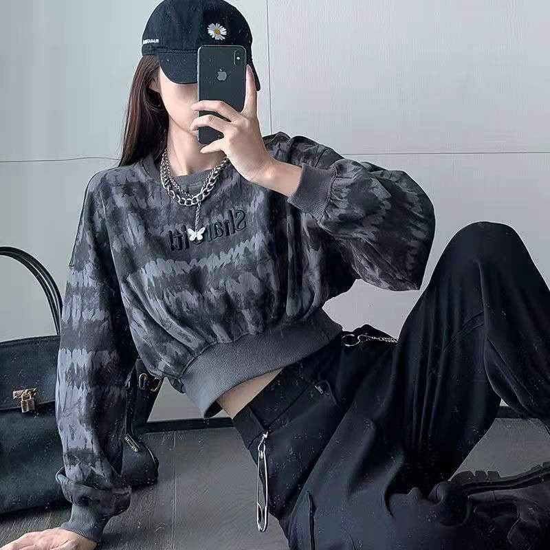 Áo Sweater Tay Dài Nhuộm Màu Dáng Suông Thời Trang Phong Cách Hàn Quốc Cho Nữ