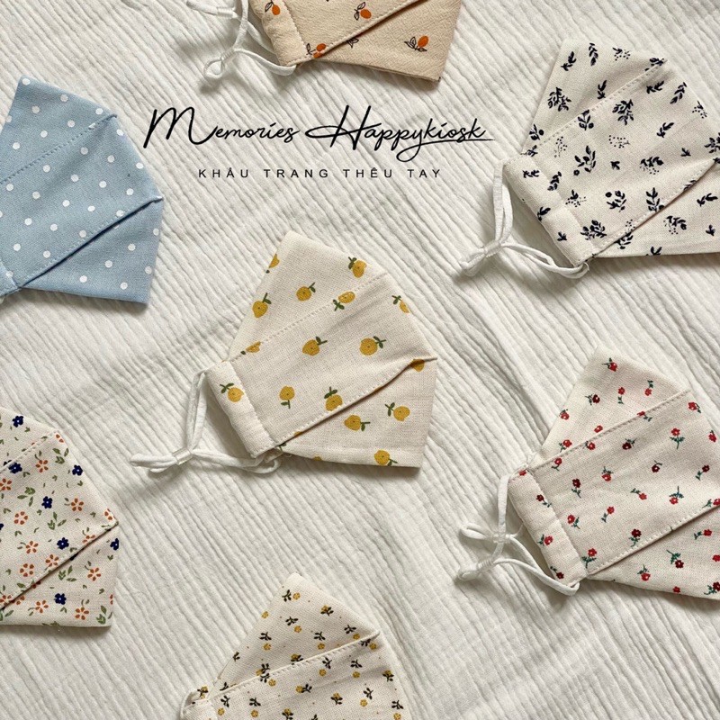 Khẩu trang vải linen hoa nhí lót xô muslin cho bé và người lớn | BigBuy360 - bigbuy360.vn