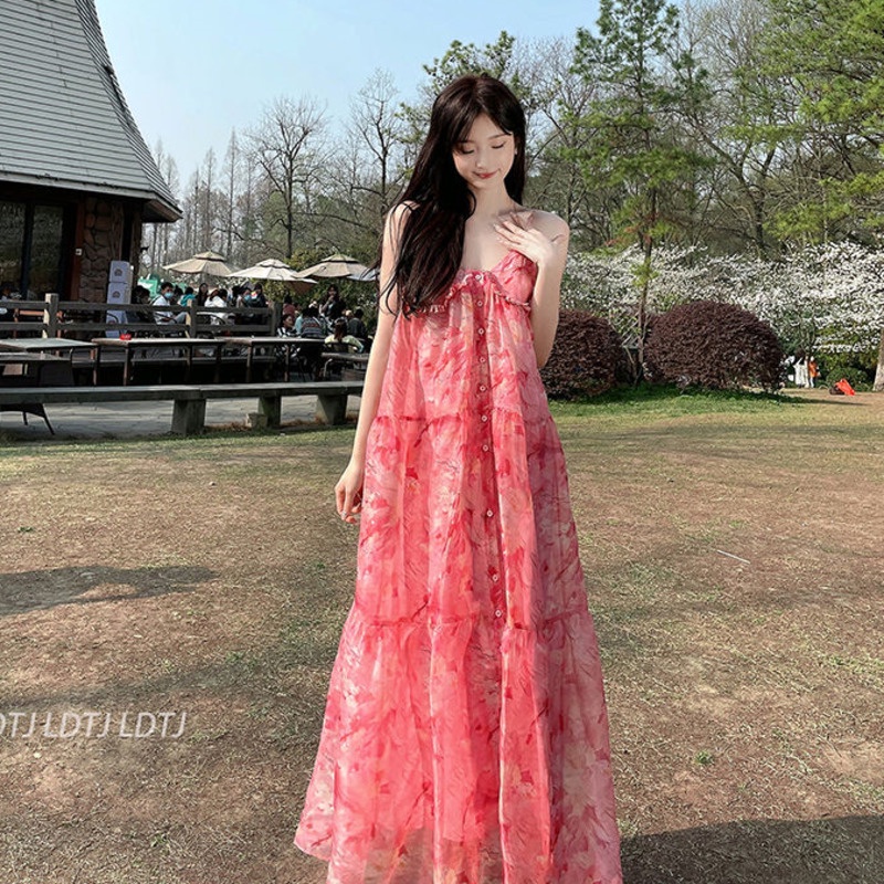 Đầm Hoa Hai Dây Dáng Rộng Xinh Xắn Thời Trang
