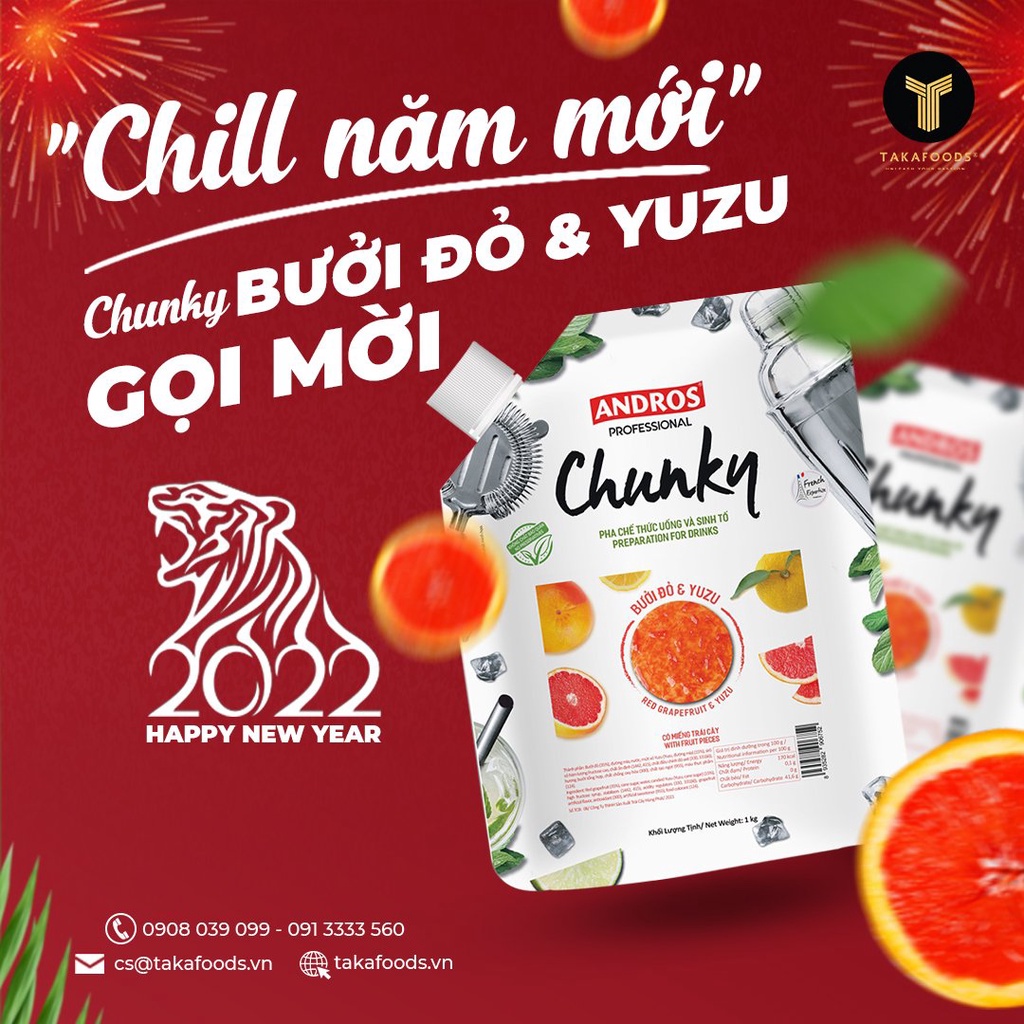 Mứt Trái Cây Chunky Bưởi Đỏ YuZu Bịch 1Kg