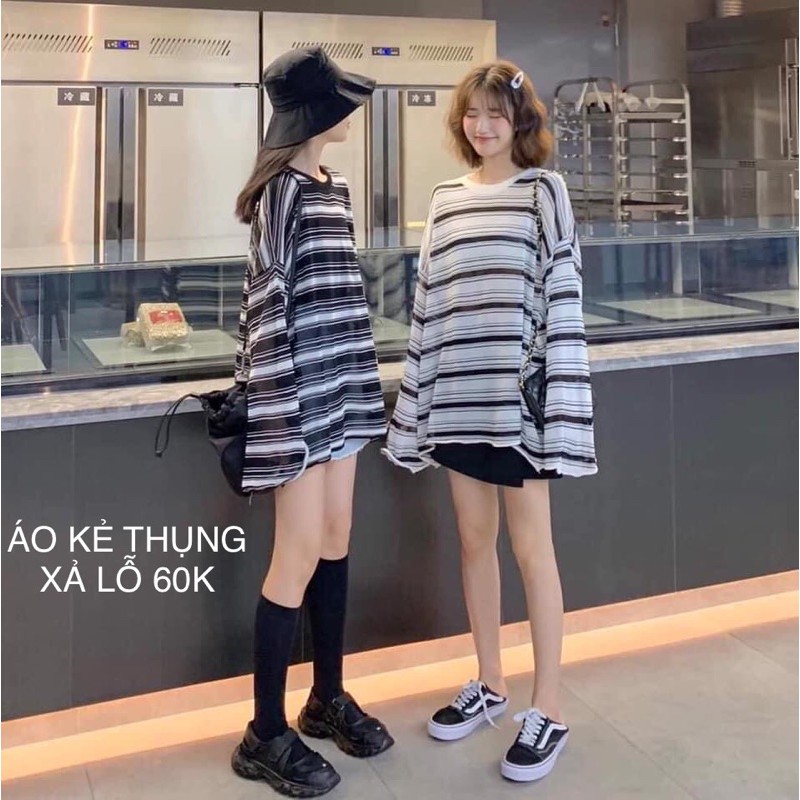 [RẺ VÔ ĐỊCH] Áo thun thu đông kẻ thụng (kèm ảnh thật)