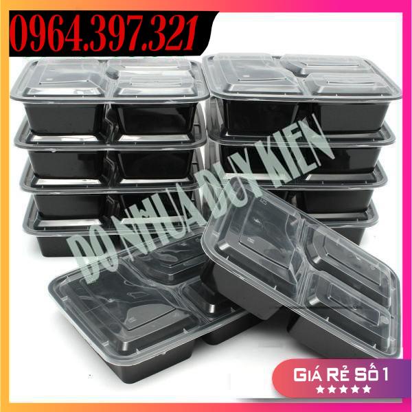 Sỉ 10 Khay Nhựa Đựng Cơm 4 Ngăn HT25 (kèm nắp) - NHẬT ANH
