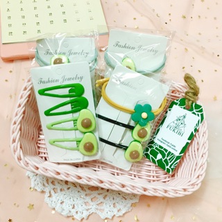 SET CỘT TÓC - KẸP TÓC QUẢ BƠ 3 HOẶC 4 MÓN ẢNH THẬT