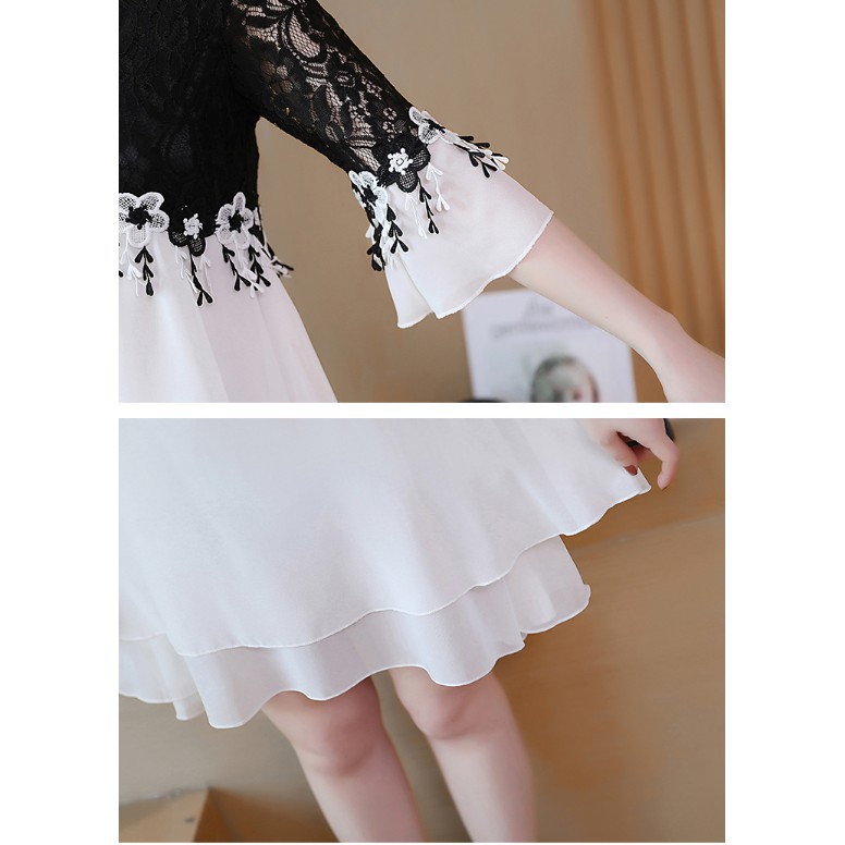 Đầm Nữ Vải Chiffon Đen Trắng | BigBuy360 - bigbuy360.vn