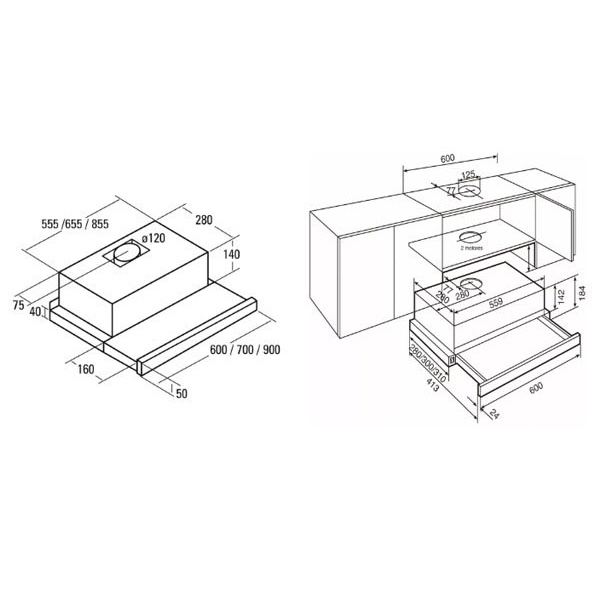 Máy hút mùi Canzy âm tủ 60cm ,  Canzy CZ-6002SYP nhập khẩu chính hãng giá rẻ