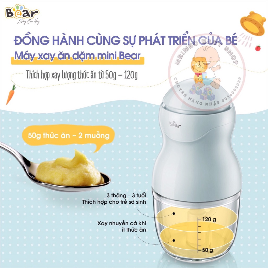 Máy xay thực phẩm ăn dặm BEAR 0.3L GR-B03V2 cho bé