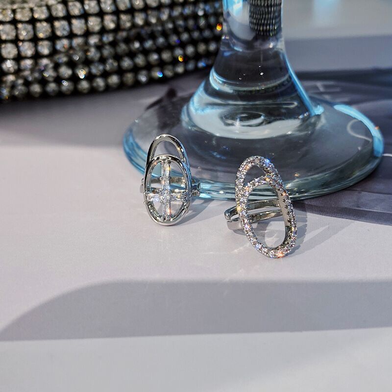Bộ Nhẫn Hở Đính Đá zircon Lấp Lánh Thời Trang Cá Tính