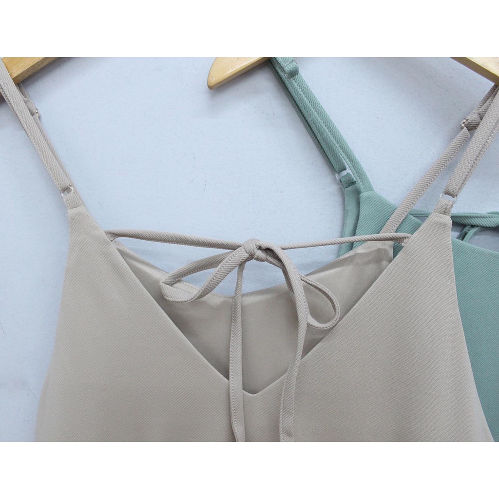 Q8737 - Jumsuit thun gan colza 2 dây, cột nơ sau, trơn