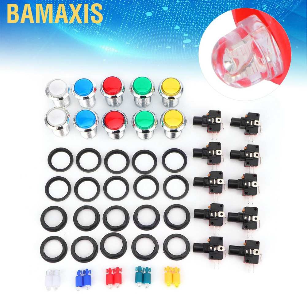 Bamaxis 32mm Arcade Game DIY Kit 10X Push Button + LED Light +10X Switch Replacement