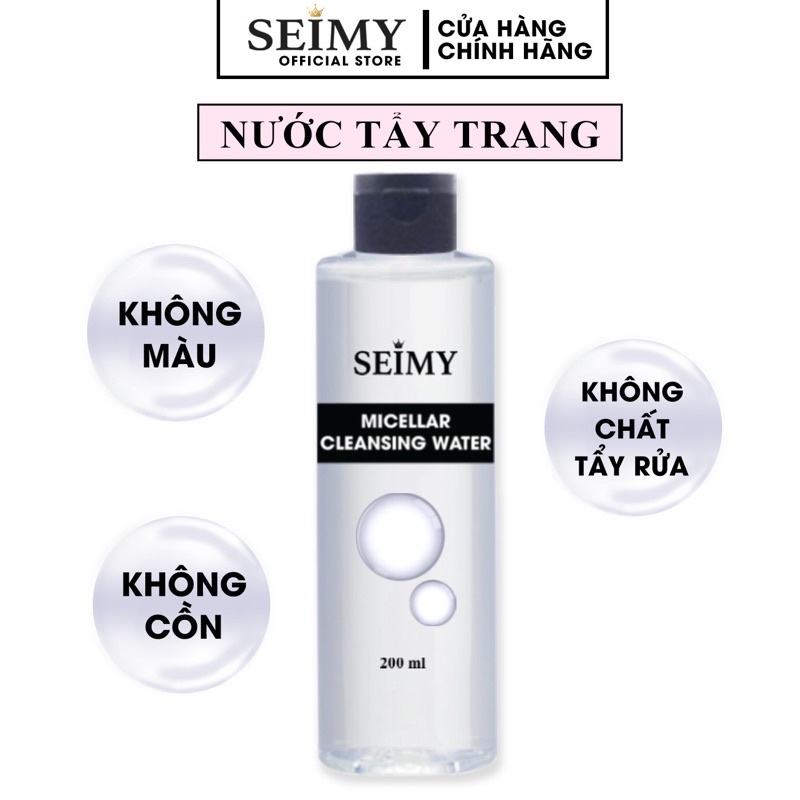 Nước tẩy trang Seimy - Micellar Cleansing Water làm sạch da chỉ với 1 bước , an toàn lành tính, dùng cho mọi loại da