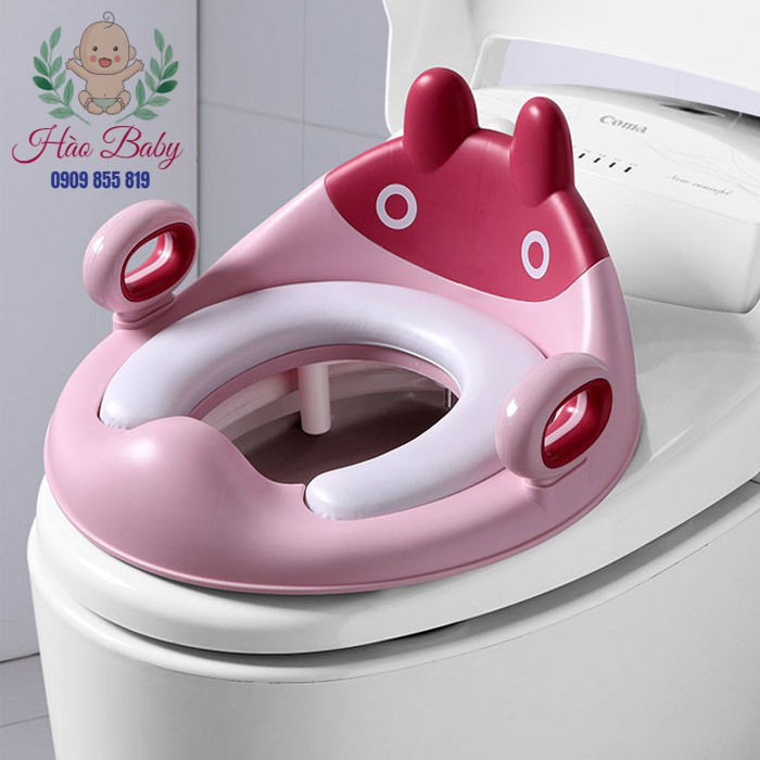 Bệ xí bệ nắp bô lót ngồi thu nhỏ bồn cầu toilet có tay vịn họa tiết dễ thương cho bé