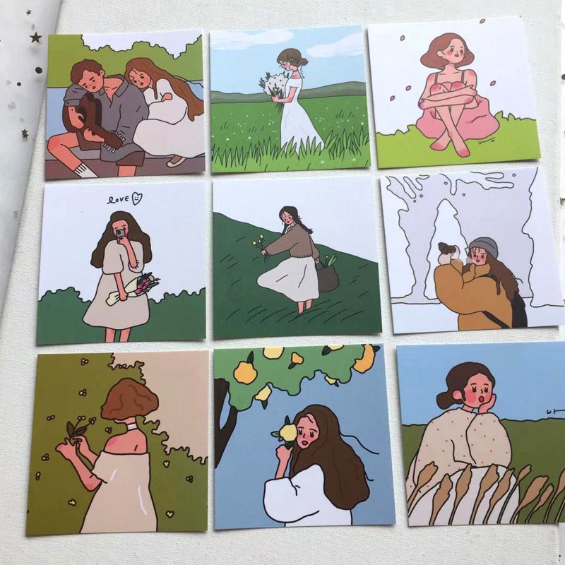 Thẻ Áp Phích Dán Tường Trang Trí Hình Cô Gái Dễ Thương