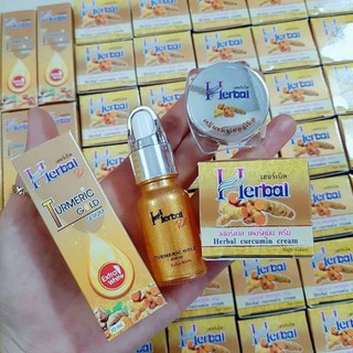 Combo mụn thâm tinh nghệ vàng Herbal Thái Lan