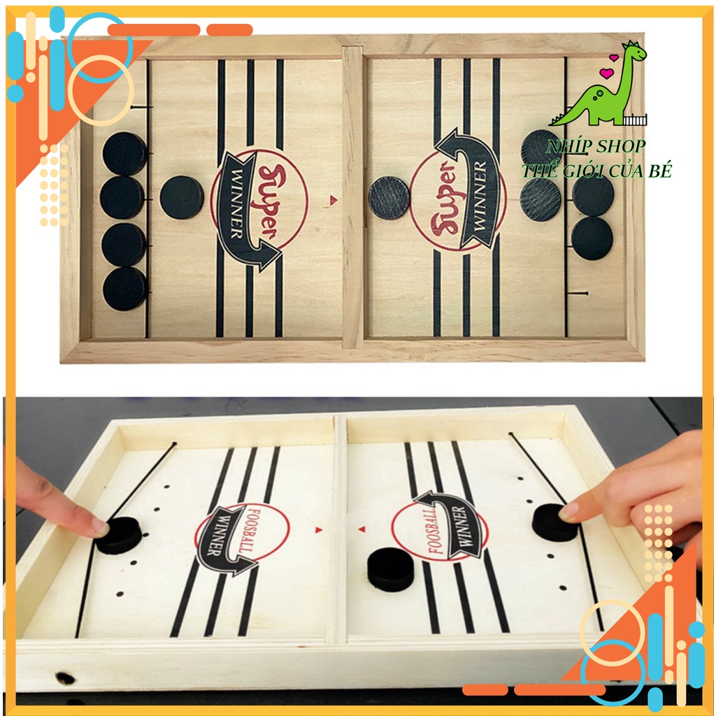 [HOT] Foosball Winner bàn bắn bi gỗ, đồ chơi bằng gỗ thân thiện môi trường an toàn sức khỏe, Echolic, Slingpuck