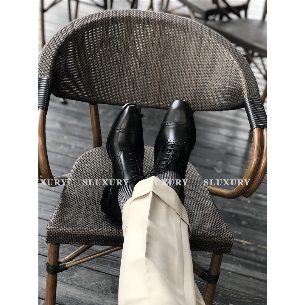Giày da nam Luxury giày nam màu đen công sở oxford da cao cấp hàng nhập khẩu nhiều size