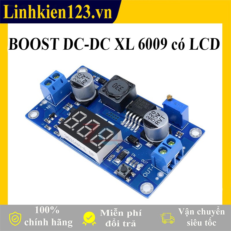 Module tăng áp BOOST DC-DC XL 6009 5-35V có led chỉ thị