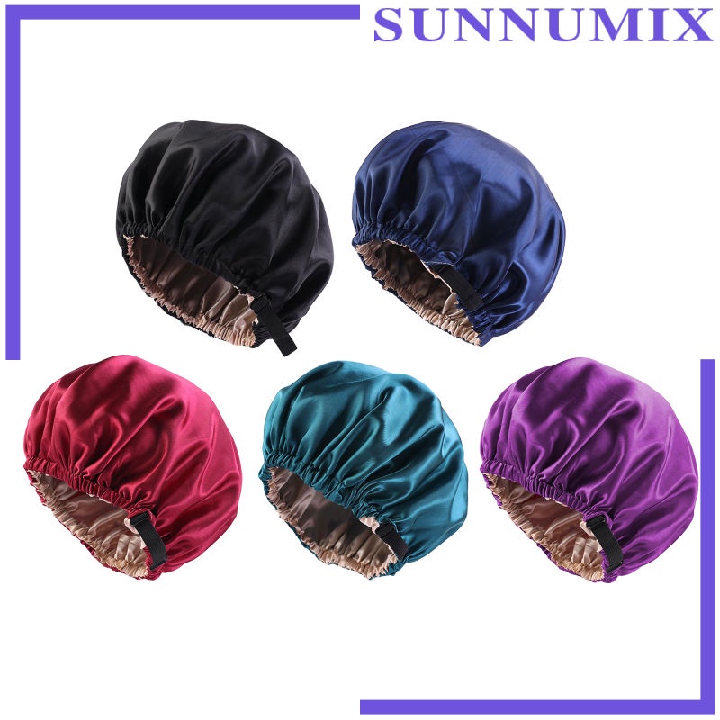 Mũ trùm tóc khi ngủ bằng lụa satin màu đen