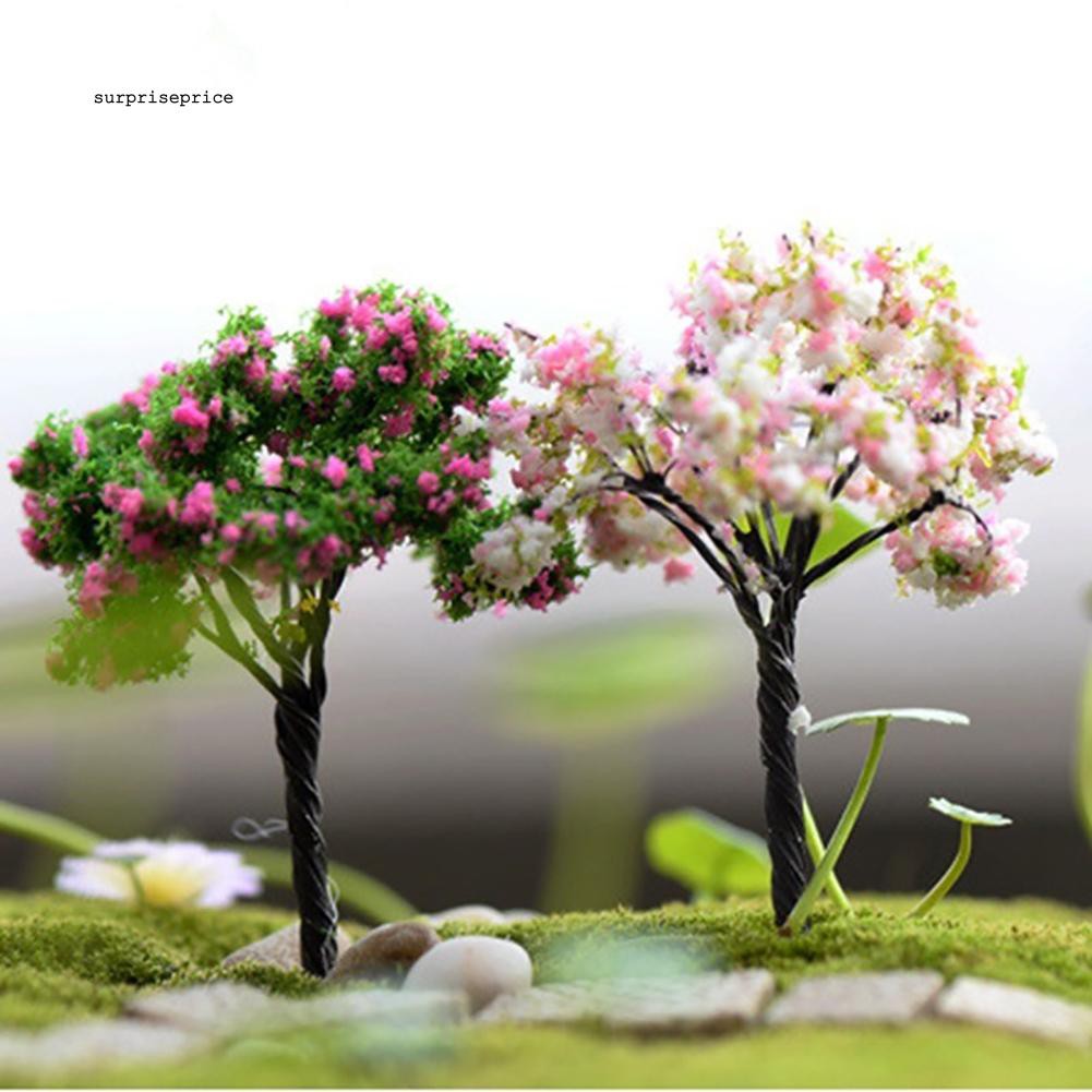 Bộ 3 mô hình cây hoa anh đào thu nhỏ 5cm-7cm trang trí nội thất tiện dụng