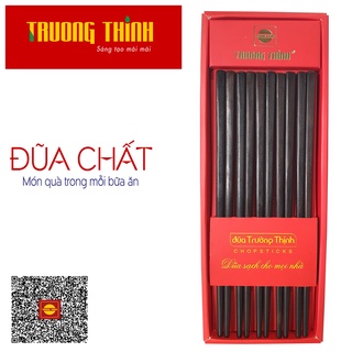 Đũa gỗ trắc đen cao cấp loại đặc biệt - hộp màu đỏ - 10 đôi vuông trơn