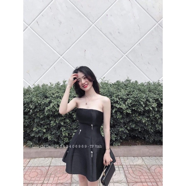 🎈 Đầm ống đen xoè cúp ngực đính đá 🎈