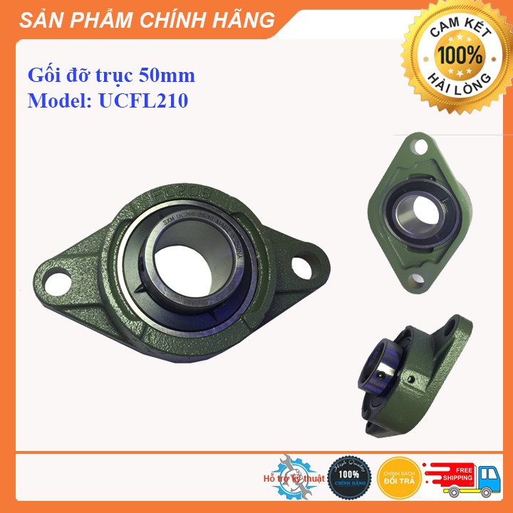 Gối đỡ vòng bi trục 50mm, gối đỡ trục ngang hình dạng hột xoài  UCFL210