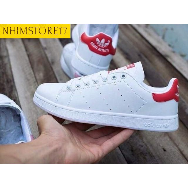 (FULL BOX) GIÀY THỂ THAO STAN SMITH WHITE Trắng Gót Đỏ