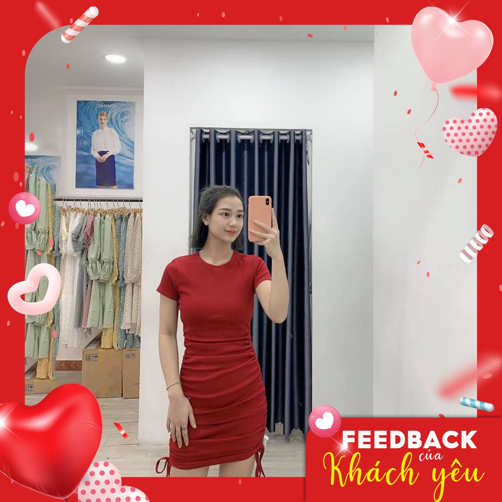 [Mã MABR07062 giảm 8% tối đa 50K đơn từ 249K] Đầm body nữ rút sườn GUMAC ôm body sang chảnh, tay ngắn nhiều màu DB3113 | BigBuy360 - bigbuy360.vn