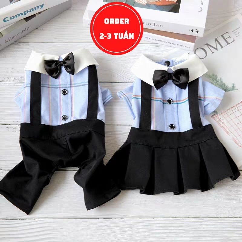 Áo Váy Cho Chó Mèo Thú Cưng Đính Nơ Kiểu Áo Yếm Dễ Thương Lịch Sự