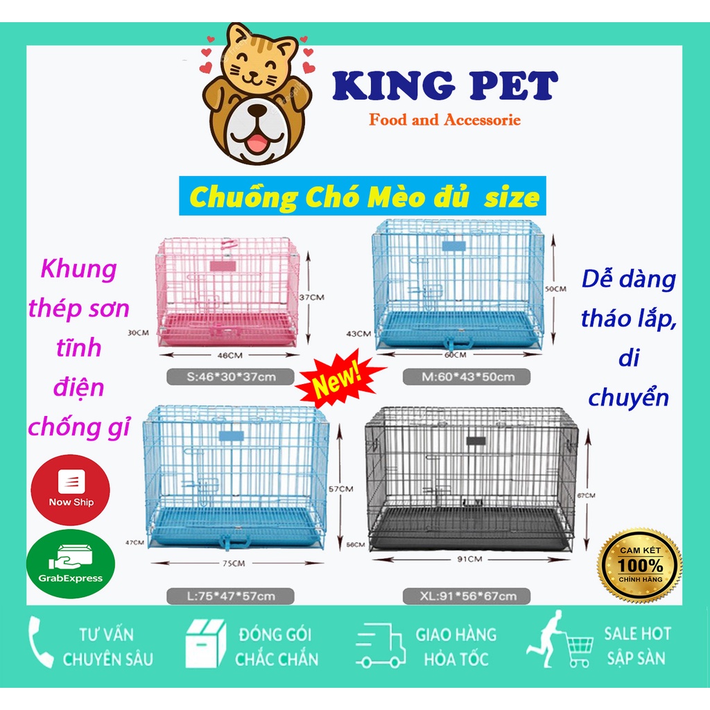 Lồng chó mèo gấp gọn sơn tĩnh điện chống rỉ