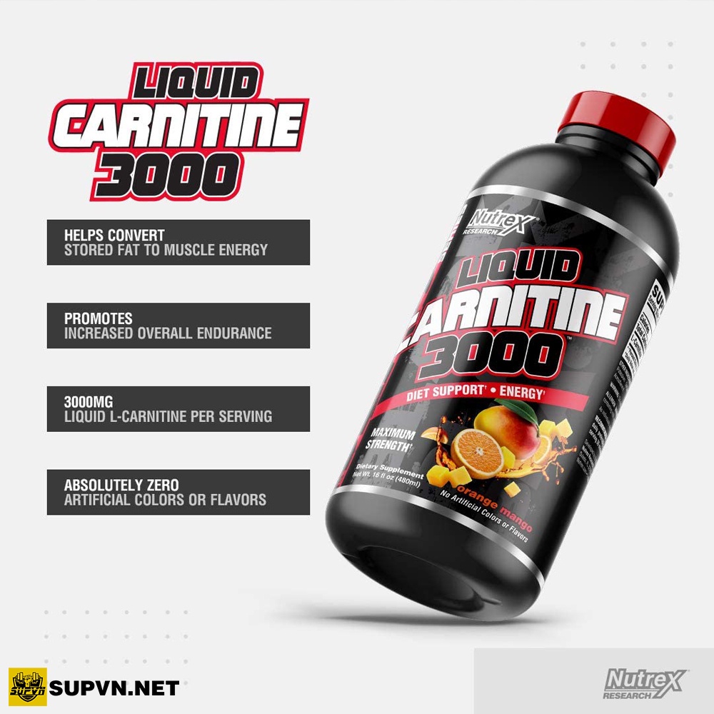 L-carnitine Nutrex 3000 Liquid - Hỗ Trợ Giảm Mỡ Tự Nhiên Dạng Nước