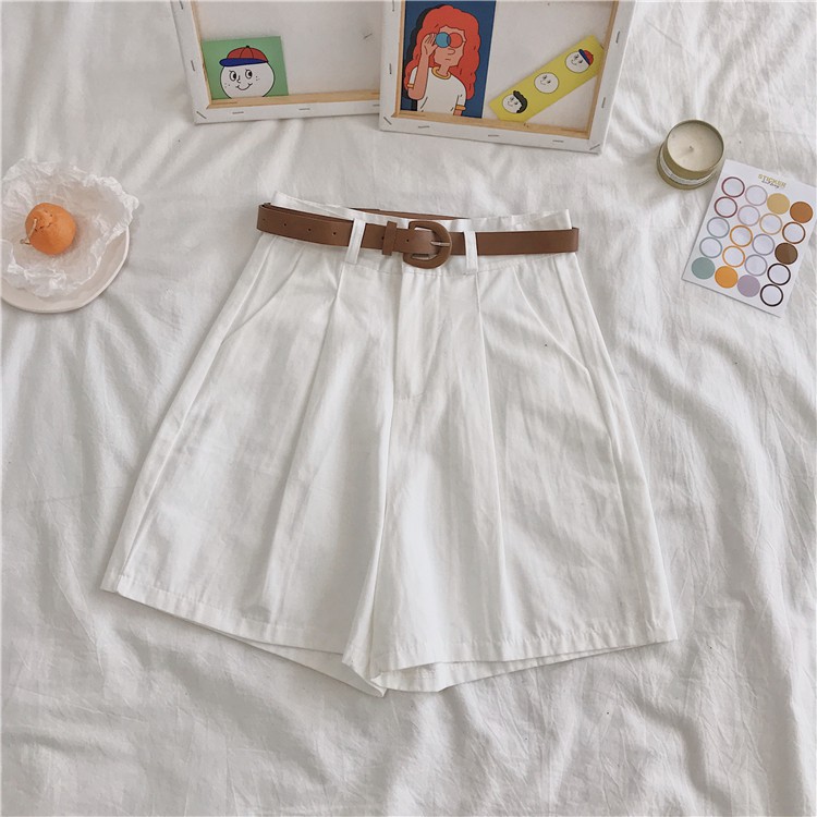 NUZIRO Quần short  lưng cao ống rộng xinh xắn cho nữ