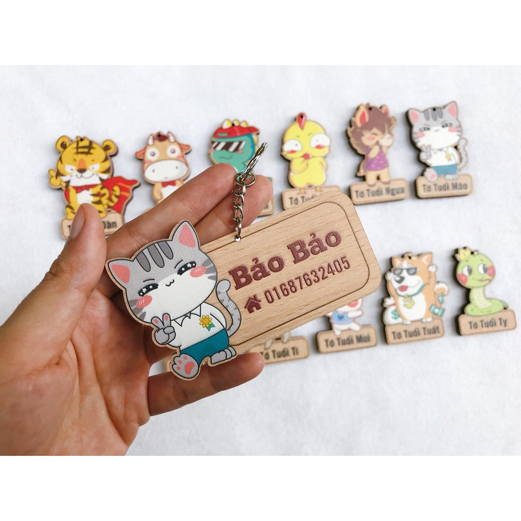 Tag treo cặp khắc tên bé và số điện thoại bố mẹ