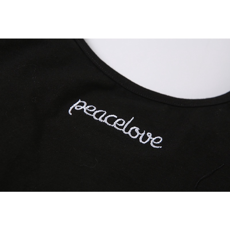 DUNEA Áo liền quần hai dây màu trơn thêu chữ phong cách Âu Mỹ thời trang mùa hè cho nữ 2021