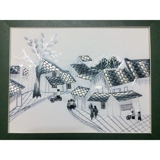Tranh thêu tay Phố Cổ (Thủy mặc) PC002