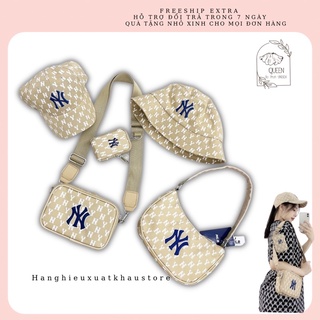 Túi kẹp nách mlb, mũ ny monogram hobo bag brown