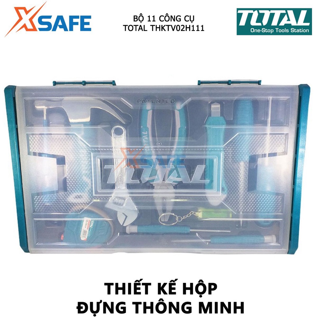 Bộ đồ nghề gia dụng 11 chi tiết TOTAL THKTV02H111 Bộ 11 công cụ đóng gói hộp nhựa, có thể xếp chồng lên nhau -Chính hãng