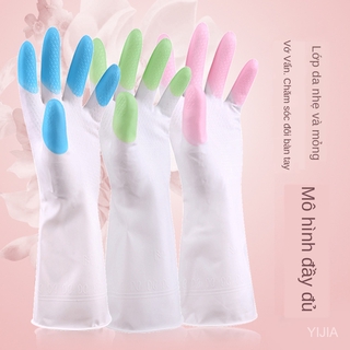 Găng Tay Rửa Chén Của Phụ Nữ Không Thấm Nước Cao Su Mỏng Bếp Bền Giặt Quần Áo Cao Su Hộ Gia Đình Làm Sạch Hộ Gia Đình