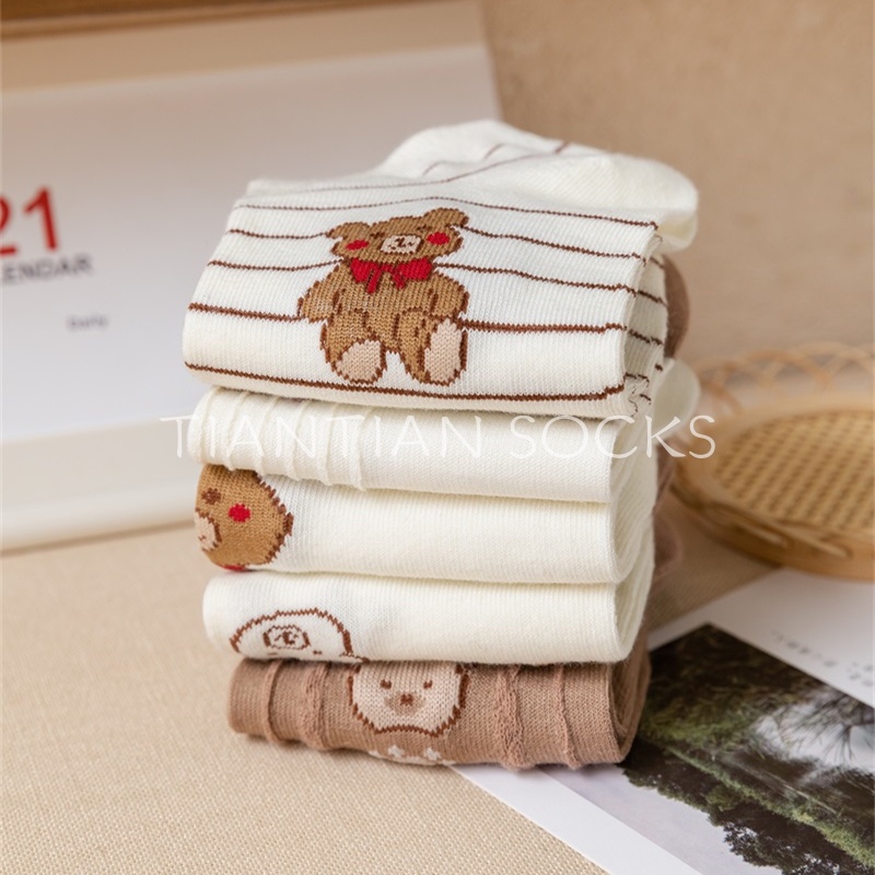 TIANTIAN T205 Tất  nữ cổ ngắn Vớ Cotton Mỏng Nhẹ In Họa Tiết Hoạt Hình Phong Cách Nhật Bản Dễ Thương Thời Trang Xuân Hè