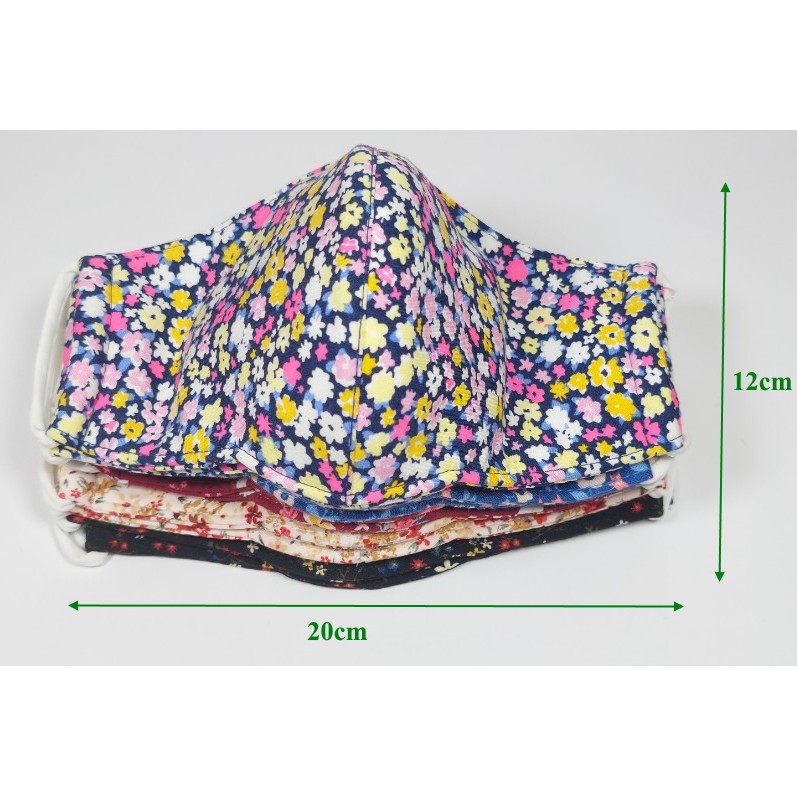 KHẨU TRANG NỮ In hình hoa nhỏ các loại Chất liệu vải mềm Dày 3 lớp Chống nắng Phòng dịch bệnh Lọc không khí ô nhiễm