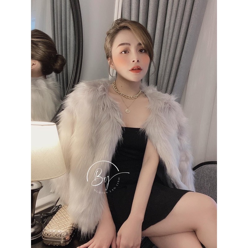 BÁN SỈ ÁO KHOÁC LÔNG NGẮN 2 MÀU TRẮNG GHI CHO NỮ