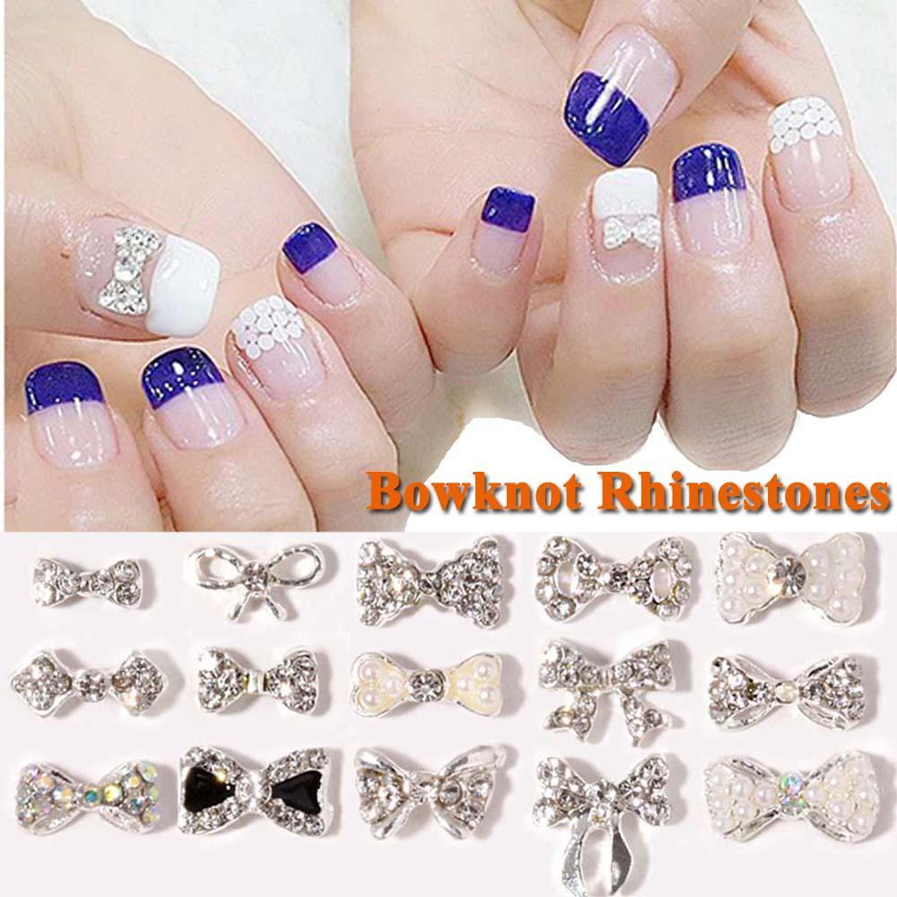 [Hàng mới về] 5 Phụ kiện nơ 3d gắn móng trang trí màu lấp lánh đẹp mắt