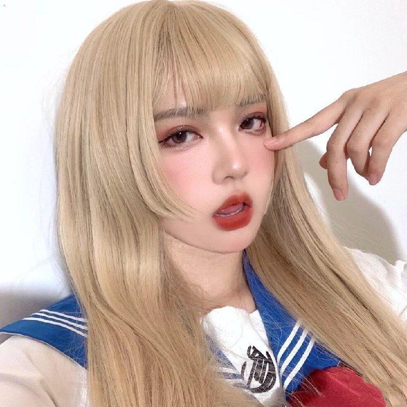 Tóc Giả Dài Thẳng Mềm Mại Màu Đen Phong Cách Lolita Nhật Bản Cho Nữ