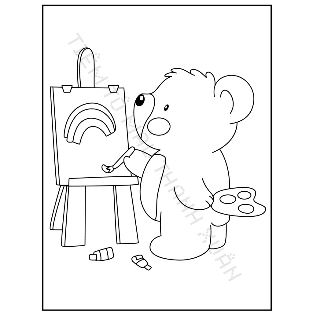 Set 10 Tờ Tranh Tô Màu Hình Gấu Cute Cho Bé Tô Màu Sáp, Màu Chì - Tiệm Tô Màu Thanh Xuân