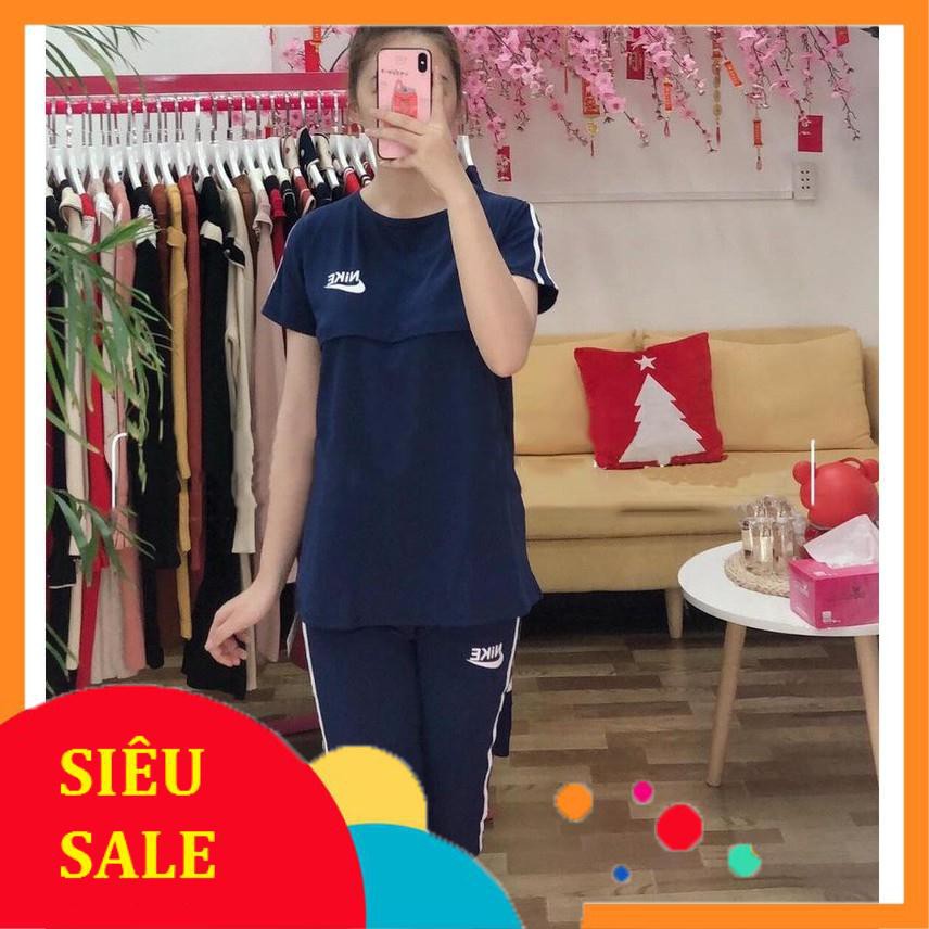 Đồ Bộ Bầu  FREESHIP ⚡️ Đồ Bộ Bầu Lửng Kết Hợp Sau Sinh Cho Mẹ, 100% Cotton, Freesize