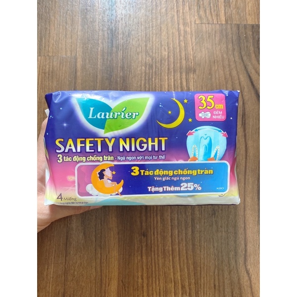 Băng Vệ Sinh ban đêm Laurier Safety Night siêu thấm chống tràn 35cm