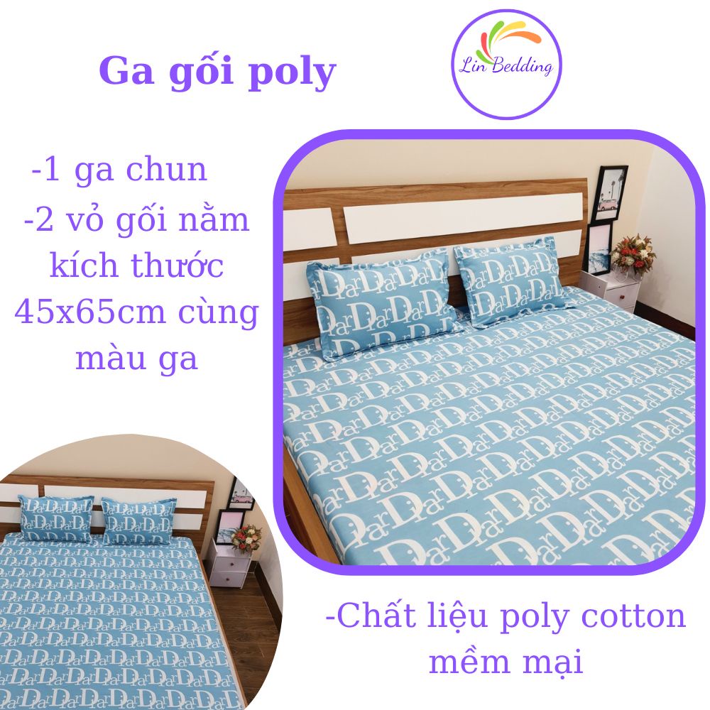 Ga gối poly Lin Bedding drap ga giường poly, ga trải giường cotton + 2 vỏ gối nằm đầy đủ kích cỡ | BigBuy360 - bigbuy360.vn