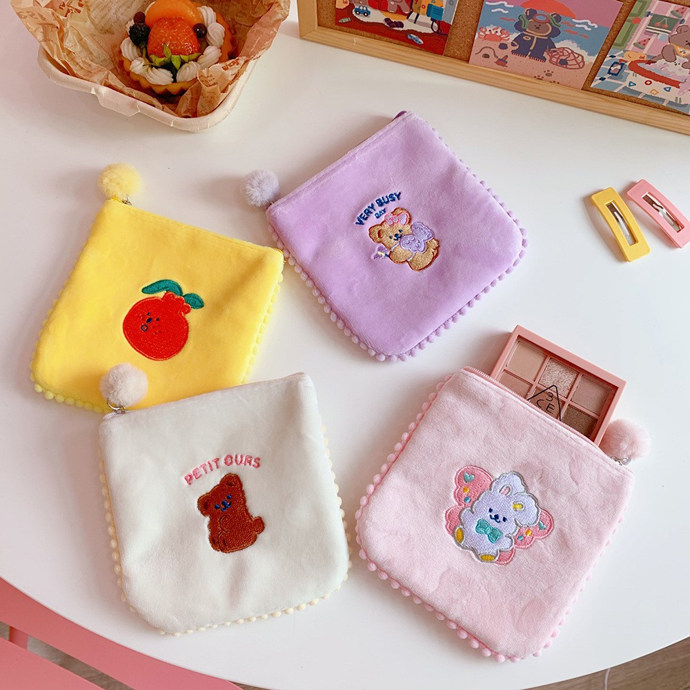 Túi Pouch Pom Pom Zip Đựng Đồ Nhỏ Gọn Petit Bear