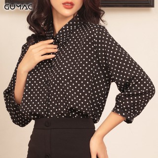 Áo chấm bi tay phồng GUMAC AA469_DEN