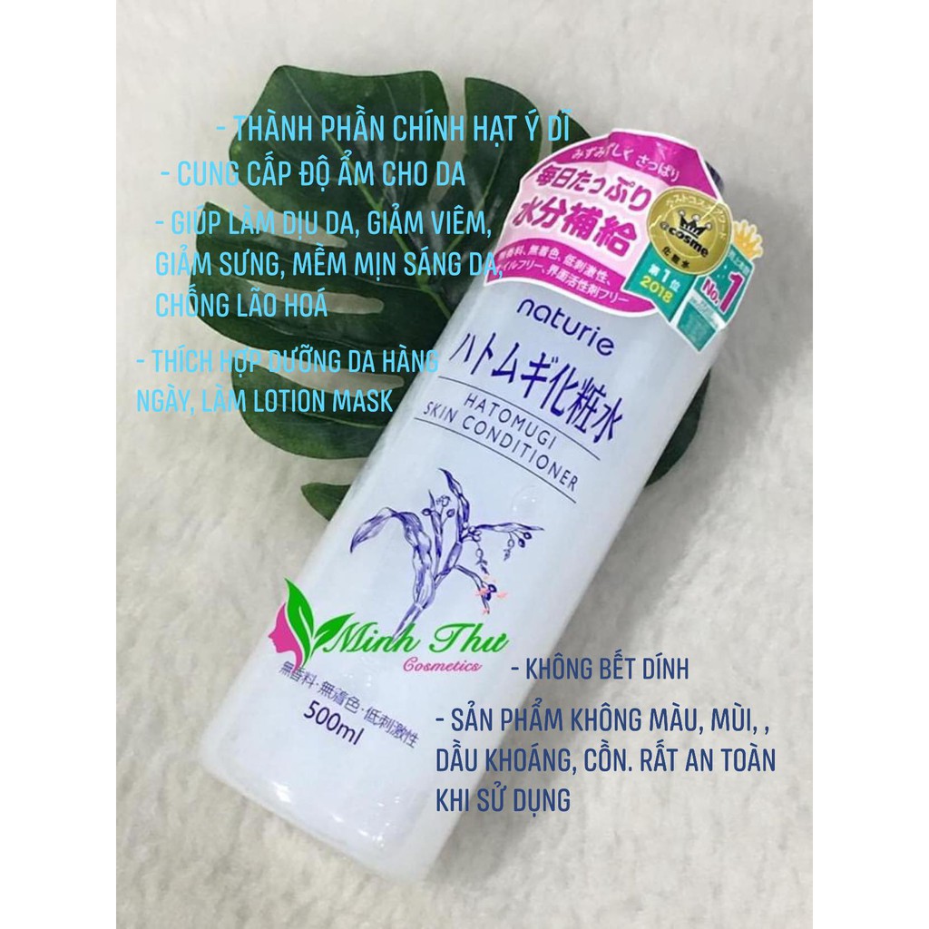 Nước Hoa Hồng Ý Dĩ Naturie Hatomugi Skin Conditioner Lotion Nhật Bản 500ml