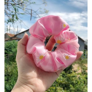 Dây buộc tóc SCRUNCHIES lưới cúc in